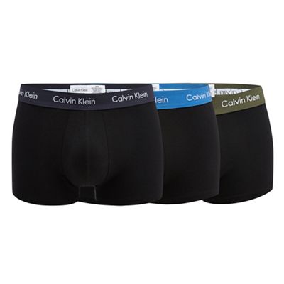 Pack of three black low rise trunks